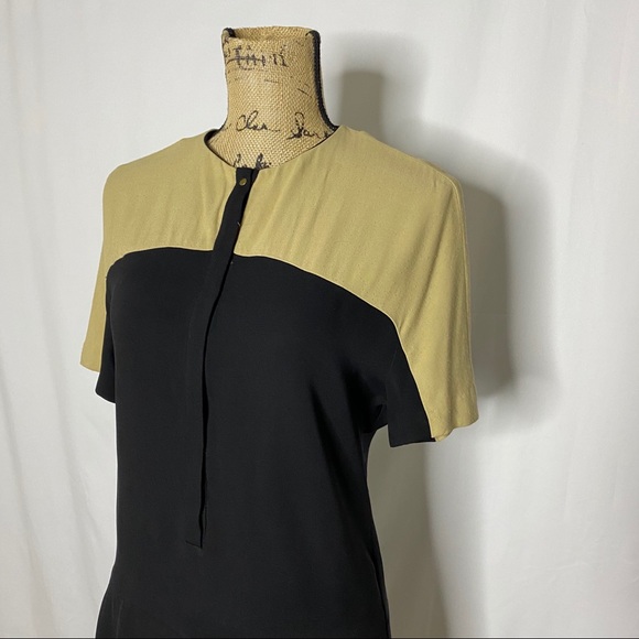 A.L.C. Black Tan Colorblock Shift Dress - Picture 2 of 11